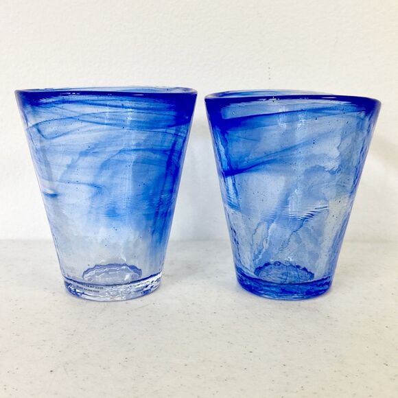 Kosta Boda Ulrica Hydman Vallien Mine Tumblers Set Of 2 W/labels Asymmetrical - Picture 4 of 11